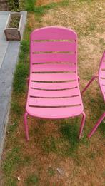 4 stevige roze tuinstoelen van Hyba – kleurrijk en comfortab, Ophalen, Gebruikt, Metaal, Stapelbaar