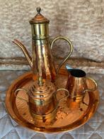 Koperen thee- of koffieset., Antiek en Kunst, Ophalen, Koper
