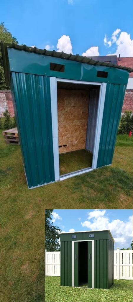 Metalen tuinkast + 2 schuifdeuren - compleet 182x194x121cm, Tuin en Terras, Bergingen en Tuinkasten, Gebruikt, Overige typen, Metaal