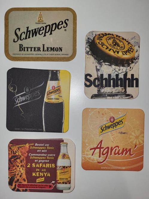 bierkaartjes van agrum schweppes bitter lemon indian tonic, Collections, Marques & Objets publicitaires, Comme neuf, Ustensile