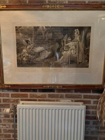 Antieke kader met tekening, Antiek en Kunst, Kunst | Tekeningen en Fotografie, Ophalen