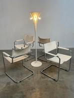 Buisframe vintage stoelen met wit leder, Ophalen of Verzenden, Wit, Zo goed als nieuw