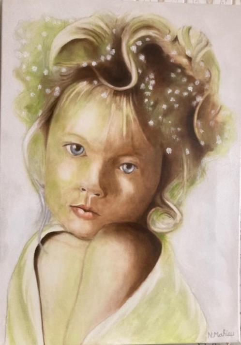 EIGEN OLIEVERFSCHILDERIJ   EERSTE COMMUNICANT, Antiek en Kunst, Kunst | Schilderijen | Klassiek, Ophalen