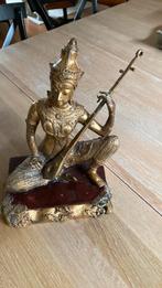 Goudkleurige oosters beeld muzikant, Ophalen, Zo goed als nieuw