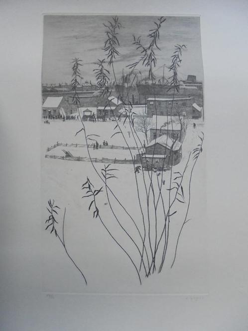 Jacques Gorus  1901 - 1981  Ets  Antwerpen Winter, Antiek en Kunst, Kunst | Etsen en Gravures, Verzenden