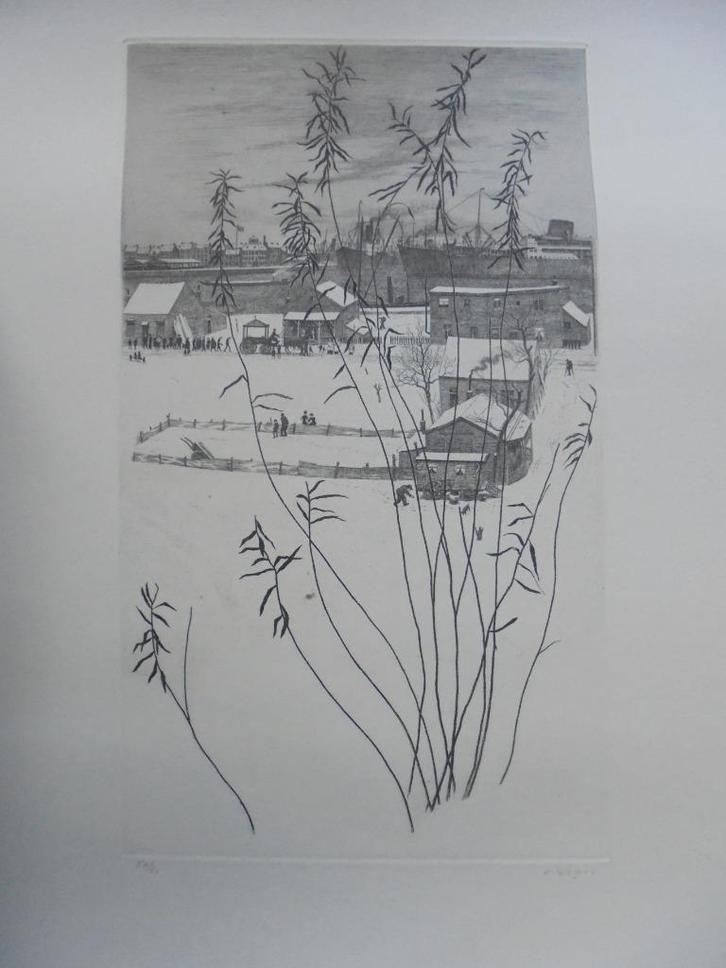 Jacques Gorus  1901 - 1981  Ets  Antwerpen Winter, Antiek en Kunst, Kunst | Etsen en Gravures, Verzenden