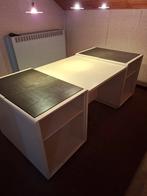 Grote houten bureau bruin en wit, Enlèvement, Comme neuf, Bureau