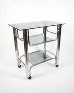 Table d'appoint et chariot vintage fumés des années 70, Maison & Meubles, 55 à 75 cm, Verre, Enlèvement, Utilisé