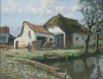 Edmond Heirman (1869-1957): Op het erf (72 x 62 cm), Antiek en Kunst, Ophalen