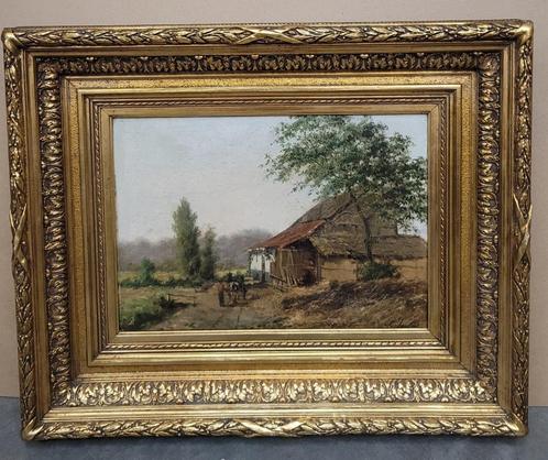 Guillaume LAUTERS, boer met paard en kar, Antiek en Kunst, Kunst | Schilderijen | Klassiek, Ophalen of Verzenden