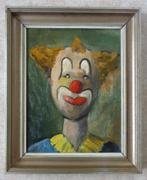 ONBEKEND / CLOWN / OLIEVERF PANEEL / 59x48cm / KADER / SIG, Antiek en Kunst, Ophalen of Verzenden