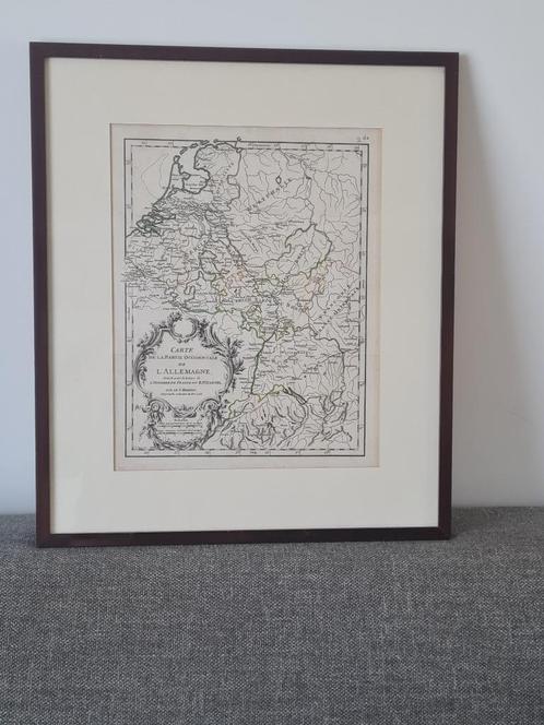 Eind 18de eeuwse gegraveerde kaart van West-Duitsland, Antiek en Kunst, Kunst | Etsen en Gravures, Ophalen of Verzenden