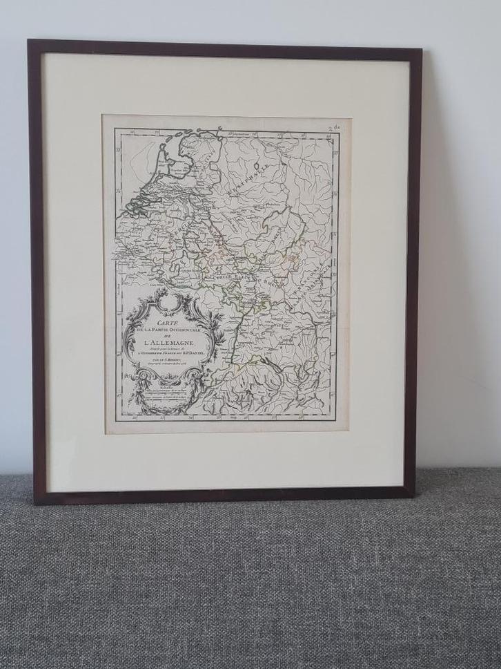 Eind 18de eeuwse gegraveerde kaart van West-Duitsland, Antiek en Kunst, Kunst | Etsen en Gravures, Ophalen of Verzenden