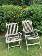 2 teakhouten tuinstoelen, Ophalen, Gebruikt, Verstelbaar