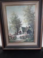 Schilderij "Cottage" - olieverf op doek - gesigneerd, Ophalen of Verzenden
