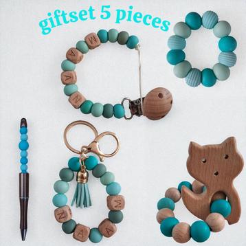 5 delige gepersonaliseerde naam geschenkset turquoise poes beschikbaar voor biedingen