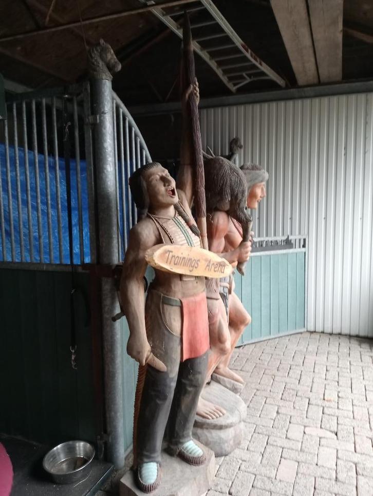 Set Houten indianen levensgroot, Antiek en Kunst, Kunst | Beelden en Houtsnijwerken, Ophalen