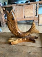 Vintage houten tandenstoker houder - koi fish - vis, Ophalen of Verzenden