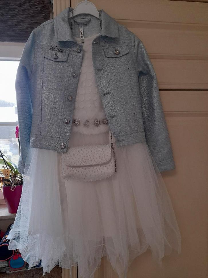 Communie kleedje met jasje en tasje Charlie 128, Kinderen en Baby's, Kinderkleding | Maat 128, Zo goed als nieuw, Meisje, Setje