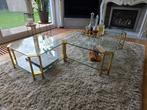 Salon tafel - glas messing, Huis en Inrichting, Tafels | Salontafels, Ophalen, 100 tot 150 cm, 50 tot 100 cm, Zo goed als nieuw