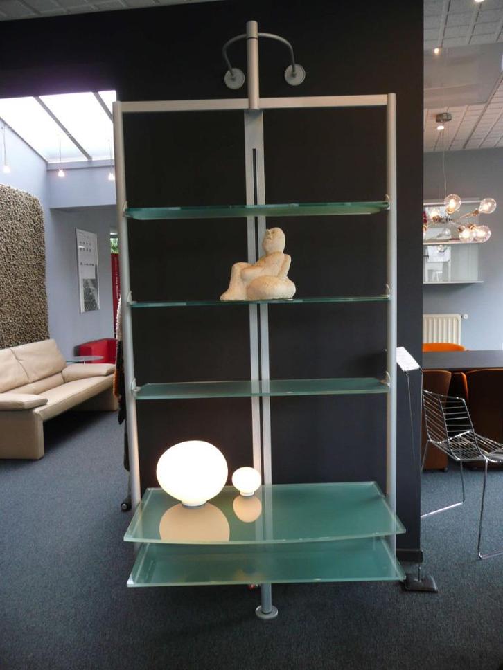 Draaibaar tv-meubel / boekenkast design Ubiqua by Porada, Huis en Inrichting, Kasten |Televisiemeubels, 200 cm of meer, Glas, Metaal