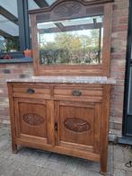 Antieke commode met marmeren blad en spiegel in goede staat., Huis en Inrichting, Tafels | Kaptafels, Ophalen of Verzenden