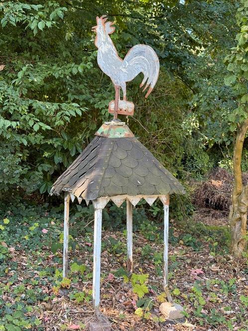 Oud metalen sierdakje met Haan, Tuin en Terras, Windwijzers en Windmolens, Gebruikt, Ophalen
