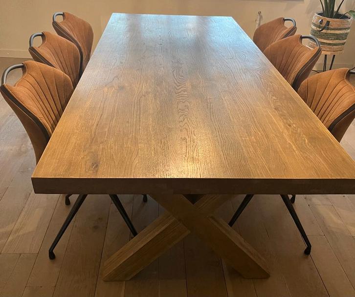 Eiken tafel, Huis en Inrichting, Tafels | Eettafels, Gebruikt, 50 tot 100 cm, 200 cm of meer, Vijf personen of meer, Rechthoekig