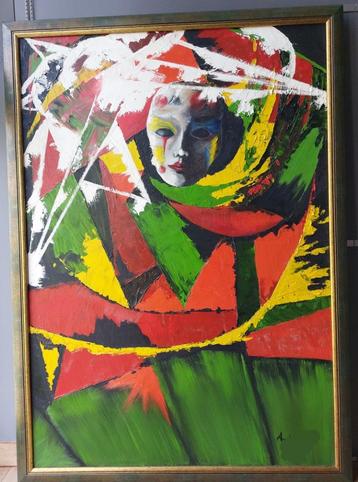 Olieverfschilderij op doek "Mask in the Space" beschikbaar voor biedingen