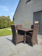 Tuintafel met 4 stoelen winter en zomersterk, Ophalen, Gebruikt