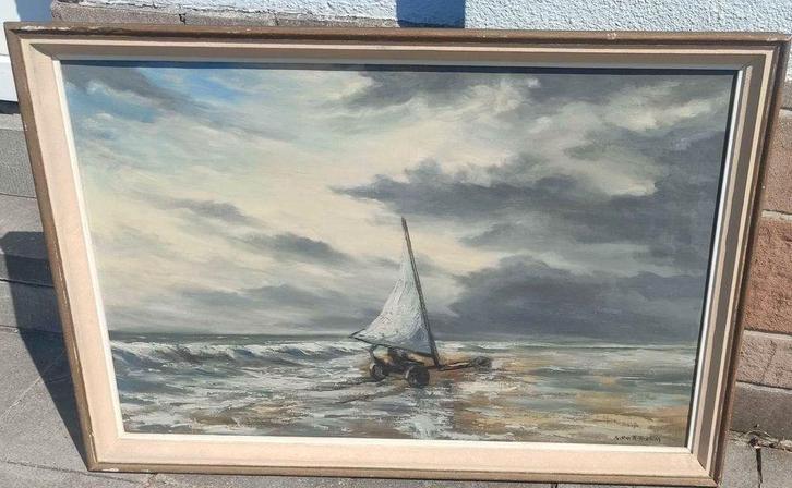 huile sur toile marine signe Gilbert van belleghem, Antiek en Kunst, Kunst | Schilderijen | Klassiek, Ophalen