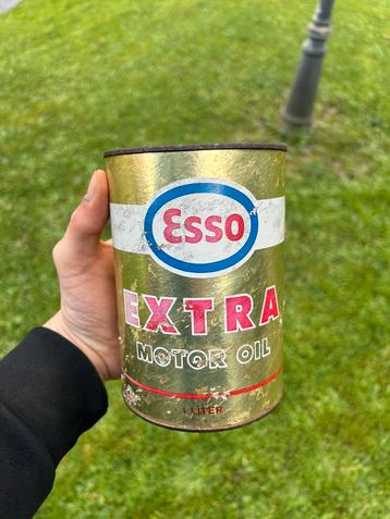 Bidon d’huile Olieblik olie blik oil can vintage Esso plein  disponible aux enchères