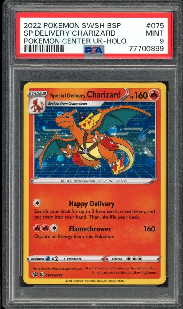 Special Delivery Charizard [Pokemon Center UK] PSA 9 SWSH075, Hobby en Vrije tijd, Verzamelkaartspellen | Pokémon, Zo goed als nieuw