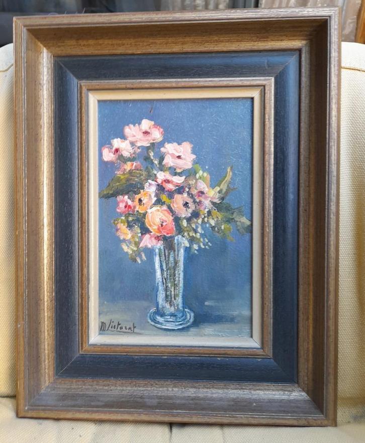 schilderij, bloemen in een vaas, Marcel Lietaert, Antiek en Kunst, Kunst | Schilderijen | Klassiek, Ophalen of Verzenden