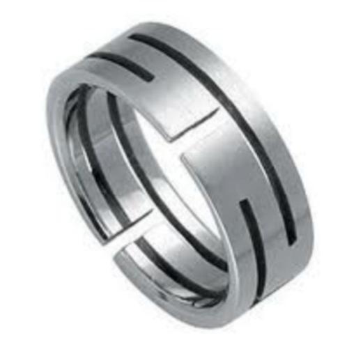 Unisex stalen ring met uitgesneden design - OP=OP!, Handtassen en Accessoires, Ringen, Nieuw, Dame of Heer, 20 of groter, Zilver