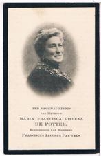 De Potter Maria. ° St. Nikolaas (Waas) 1840 † Zeeland 1914, Verzamelen, Bidprentjes en Rouwkaarten, Ophalen of Verzenden, Bidprentje