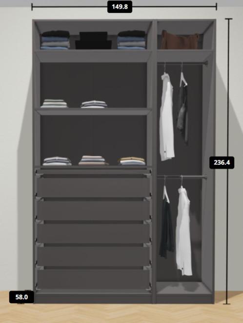PAX Ikea kast, Huis en Inrichting, Kasten | Kleerkasten, Gebruikt, 200 cm of meer, 100 tot 150 cm, 50 tot 75 cm, Met lade(s), Met plank(en)