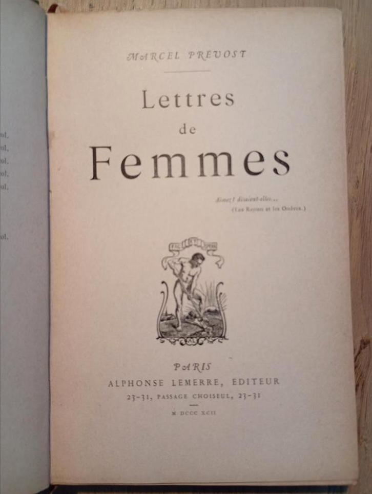 Lettres de femmes Marcel Prévost dédicacé EO 1892, Boeken, Literatuur, Gelezen, Europa overig, Ophalen of Verzenden