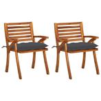 Tuinstoelen 2 st met kussens massief acaciahout, Ophalen of Verzenden, Nieuw, Hout