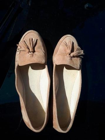 Camel suede ballerina loafers - Crinkles