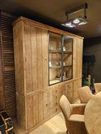 Landelijke vitrinekast in teakhout met verlichting, Huis en Inrichting, Kasten | Vitrinekasten, Teakhout, Nieuw, Ophalen of Verzenden