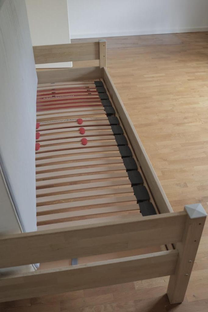 Oak bed frame and slatted base by Schaffrath, Ophalen, Gebruikt, 90 cm, Eenpersoons