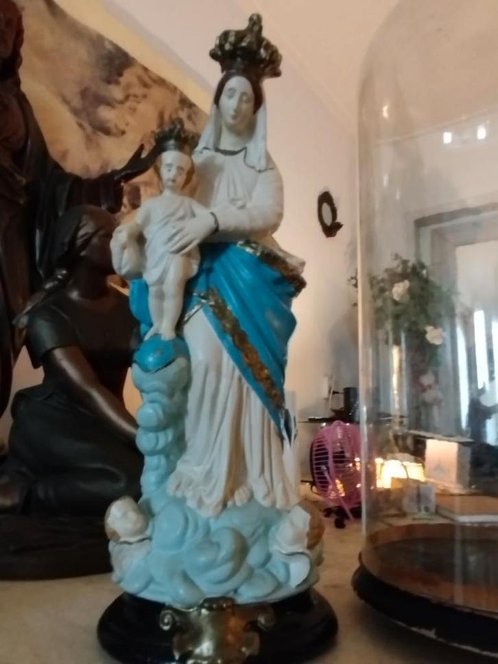 Antieke grote stolp met Maria en kind, Antiek en Kunst, Antiek | Religieuze voorwerpen, Ophalen of Verzenden