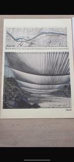 Lithigrafie Christo gesigneerd.  "Over the river...", Antiek en Kunst, Ophalen