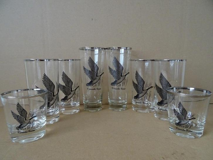 Collectie vintage Canada Goose glazen drankglazen zeldzaam, Antiek en Kunst, Curiosa en Brocante, Ophalen of Verzenden