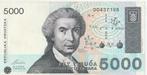 5000 Dinara Kroatië 1992, Postzegels en Munten, Ophalen of Verzenden, Overige landen, Los biljet