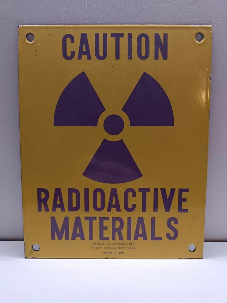 Rare Plaque Émaillée Année 50-60 - RADIOACTIVE, Verzamelen, Merken en Reclamevoorwerpen, Zo goed als nieuw, Ophalen of Verzenden