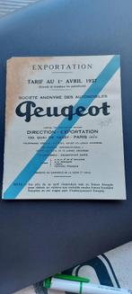 oude tarief van Peugeot auto's, 1937, Verzamelen, Verzenden, Gebruikt, Overige typen