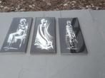 3 vintage decoratieve muurtegels, Ophalen of Verzenden