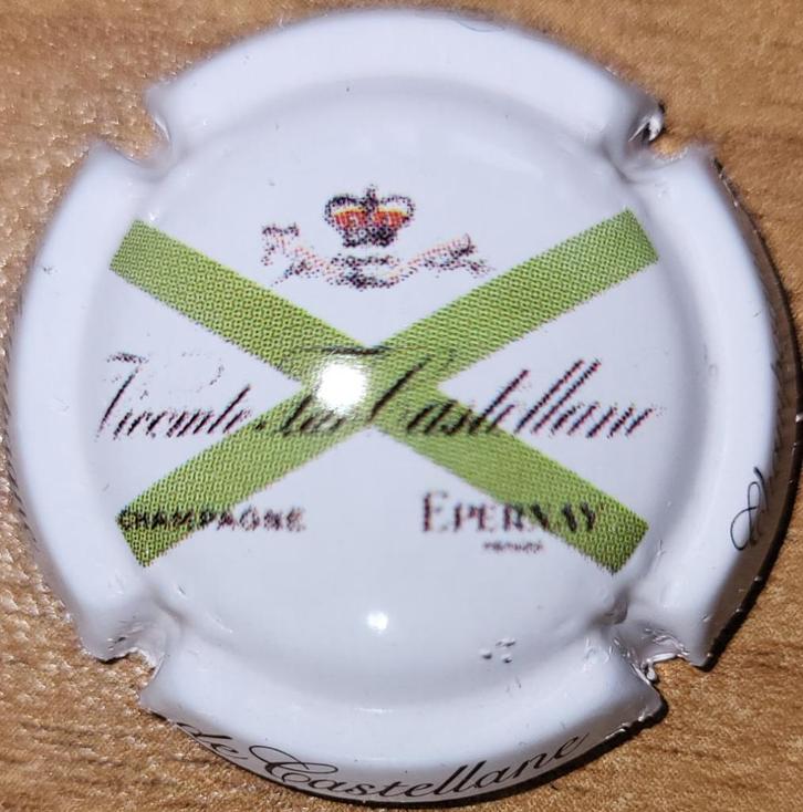 Champagnecapsule DE CASTELLANE wit & groen nr 090b, Verzamelen, Wijnen, Nieuw, Champagne, Frankrijk, Ophalen of Verzenden